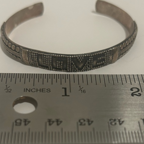 Silver "LOVE Engraved Bangle Bracelet | Adjustable - Picture 6 of 6